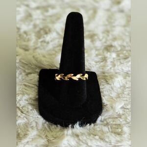 Stainless Steel 18k Gold Overlay Leaf Design Ring‎ Sz 6,7,8